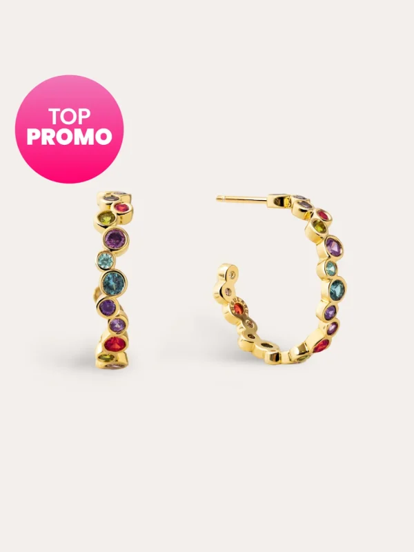 Discount SINGULARU Pendientes Aro Bubbles Baño Oro