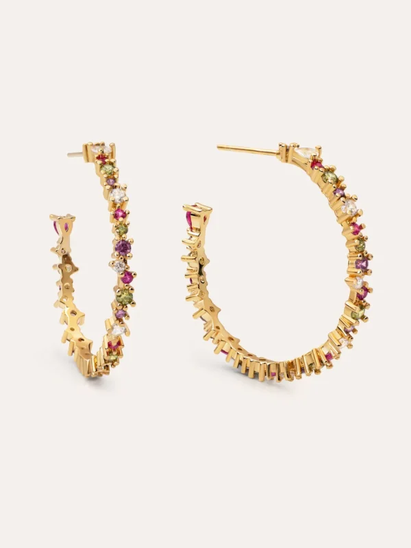 Fashion SINGULARU Pendientes Aro Estellar Colors L Baño Oro