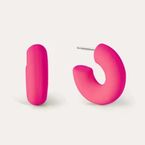 Hot SINGULARU Pendientes Aro Gummy Fucsia Acero