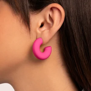 Hot SINGULARU Pendientes Aro Gummy Fucsia Acero