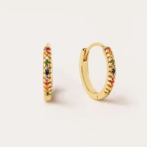 New SINGULARU Pendientes Aro L Colors Plata Baño Oro