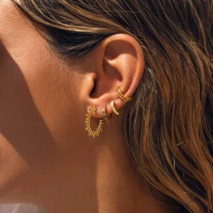 New SINGULARU Pendientes Aro L Colors Plata Baño Oro