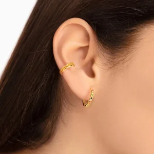 New SINGULARU Pendientes Aro L Colors Plata Baño Oro