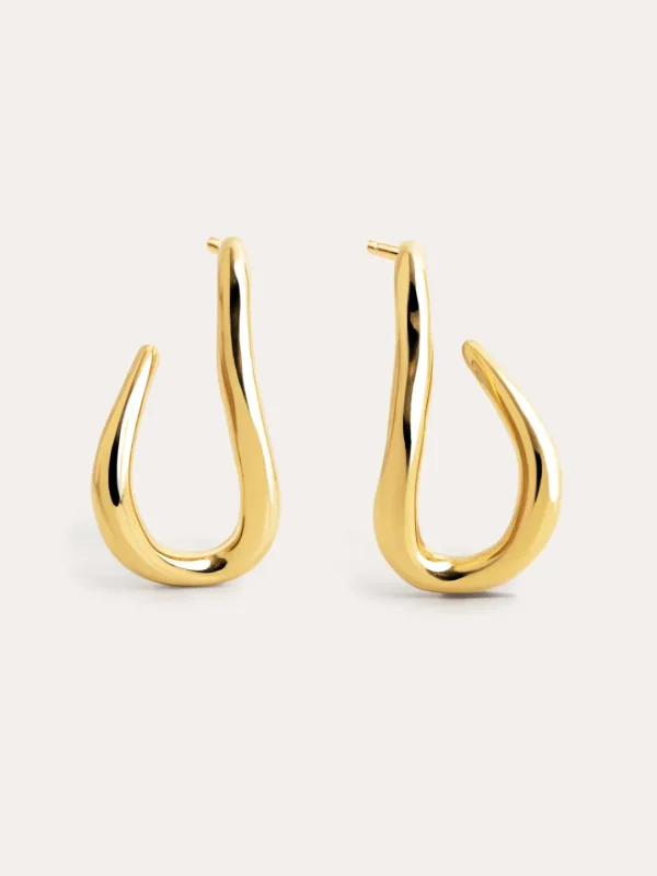 Fashion SINGULARU Pendientes Aro Organic Hook Acero Baño Oro