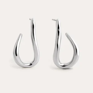 Fashion SINGULARU Pendientes Aro Organic Hook Acero