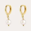 New SINGULARU Pendientes Aro Pearl Plata Baño Oro