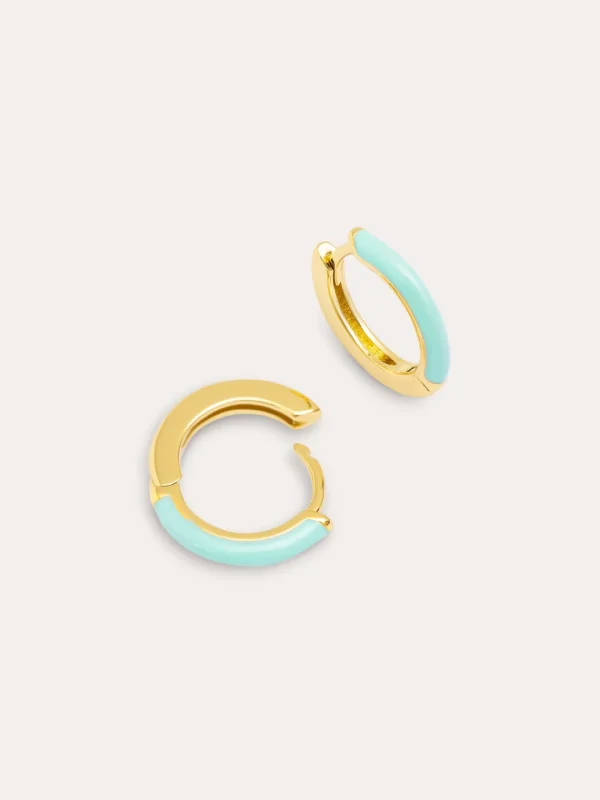 Hot SINGULARU Pendientes Aro Sky Enamel Baño Oro
