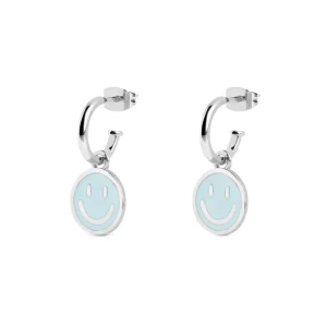 Sale SINGULARU Pendientes Aro Smiley Sky Enamel