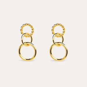 Sale SINGULARU Pendientes Circles Twist Baño Oro