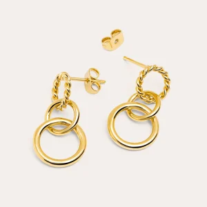 Sale SINGULARU Pendientes Circles Twist Baño Oro