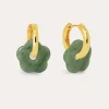 Best SINGULARU Pendientes Flor Jade Baño Oro