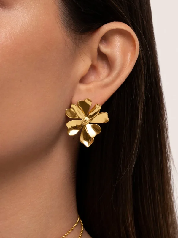 Best SINGULARU Pendientes Flower Spring Baño Oro