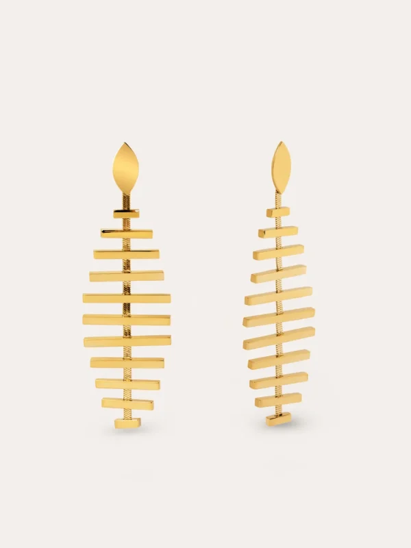 New SINGULARU Pendientes Pacific Acero Baño Oro