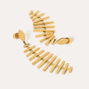New SINGULARU Pendientes Pacific Acero Baño Oro