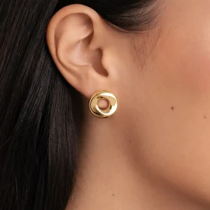 New SINGULARU Pendientes Órbita Acero Baño Oro