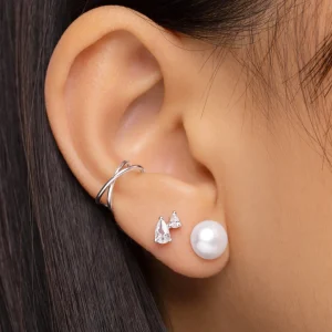 Outlet SINGULARU Pendientes Single Pearl Plata