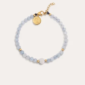 Hot SINGULARU Pulsera Amulet Aquamarine Acero Baño Oro