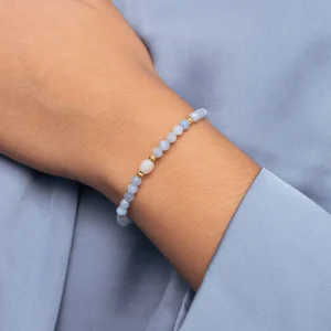 Hot SINGULARU Pulsera Amulet Aquamarine Acero Baño Oro