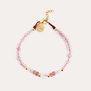 Sale SINGULARU Pulsera Amulet Rose Quartz Acero Baño Oro