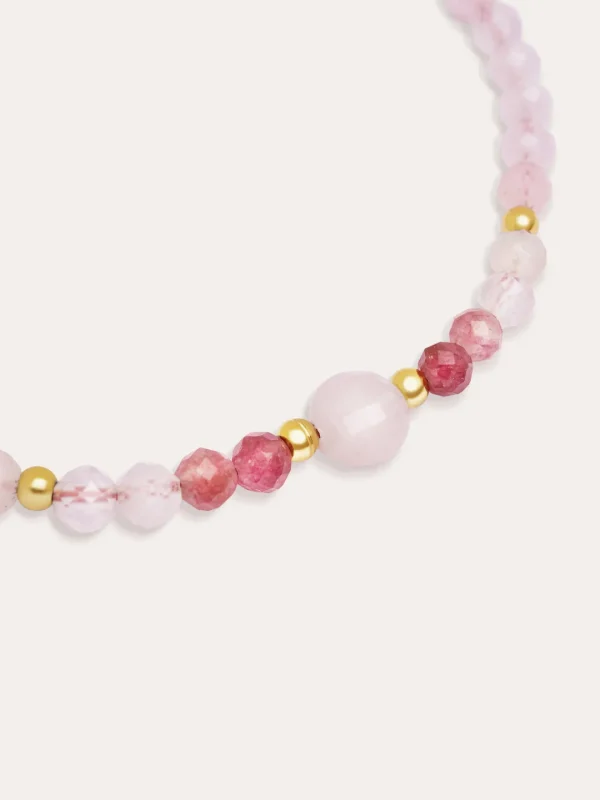 Sale SINGULARU Pulsera Amulet Rose Quartz Acero Baño Oro