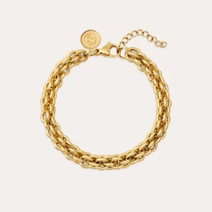 Fashion SINGULARU Pulsera Big Rope Acero Baño Oro