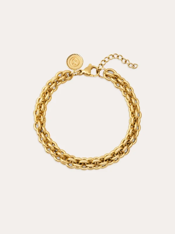 Fashion SINGULARU Pulsera Big Rope Acero Baño Oro