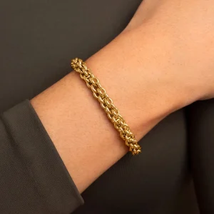 Fashion SINGULARU Pulsera Big Rope Acero Baño Oro