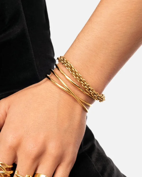 Fashion SINGULARU Pulsera Big Rope Acero Baño Oro