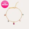 Outlet SINGULARU Pulsera Cascade Colors Plata Baño Oro