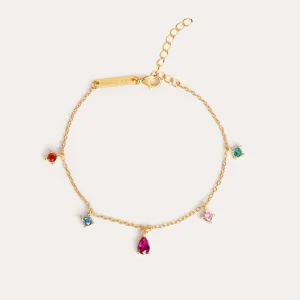 Outlet SINGULARU Pulsera Cascade Colors Plata Baño Oro