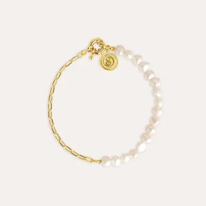 Hot SINGULARU Pulsera Chic Pearl Acero Baño Oro