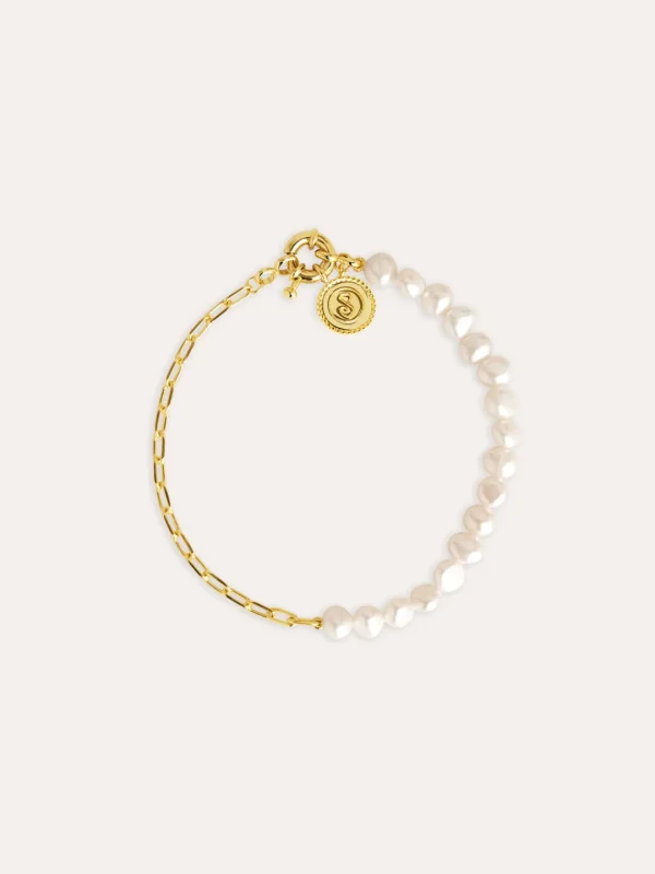 Hot SINGULARU Pulsera Chic Pearl Acero Baño Oro