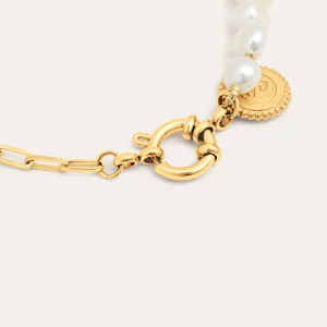 Hot SINGULARU Pulsera Chic Pearl Acero Baño Oro