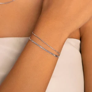 Hot SINGULARU Pulsera Doble Lisse Tail Acero