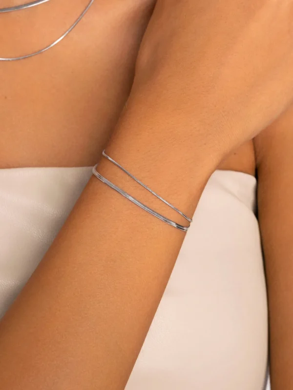 Hot SINGULARU Pulsera Doble Lisse Tail Acero