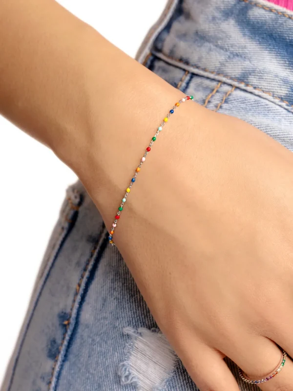 Clearance SINGULARU Pulsera Dots Colors Enamel Plata