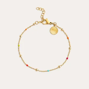 Hot SINGULARU Pulsera Dots L Colors Enamel Acero Baño Oro
