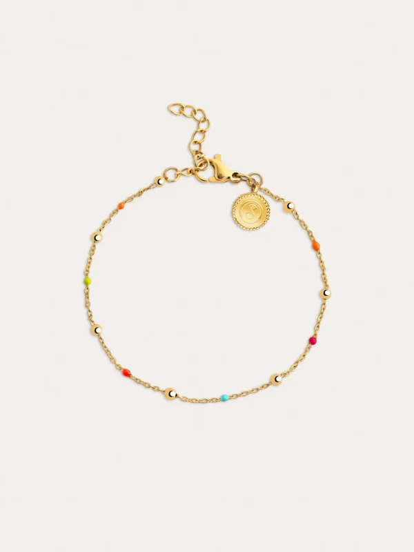 Hot SINGULARU Pulsera Dots L Colors Enamel Acero Baño Oro