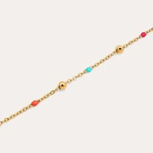 Hot SINGULARU Pulsera Dots L Colors Enamel Acero Baño Oro