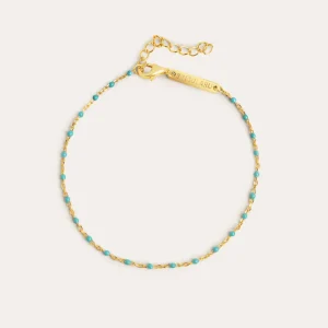 Best SINGULARU Pulsera Dots Turquoise Enamel Plata Baño Oro