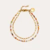 Fashion SINGULARU Pulsera Double Crystal Summer Acero Baño Oro