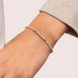 Outlet SINGULARU Pulsera Floral Colors Acero Baño Oro
