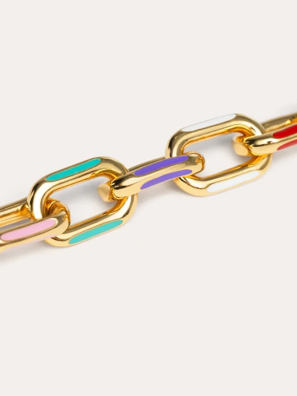 Outlet SINGULARU Pulsera Link Rainbow Enamel Baño Oro