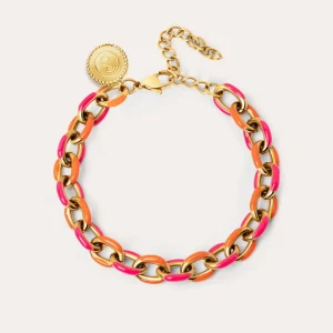 Online SINGULARU Pulsera Link Tropical Acero Baño Oro