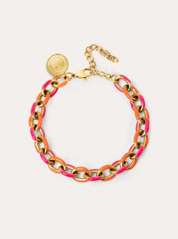 Online SINGULARU Pulsera Link Tropical Acero Baño Oro