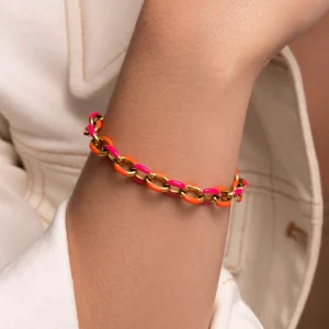 Online SINGULARU Pulsera Link Tropical Acero Baño Oro