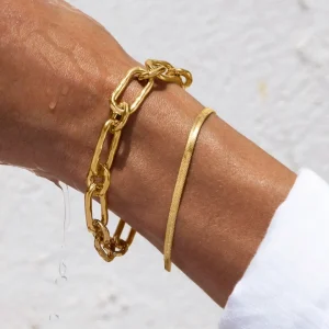 Fashion SINGULARU Pulsera Lisse S Acero Baño Oro