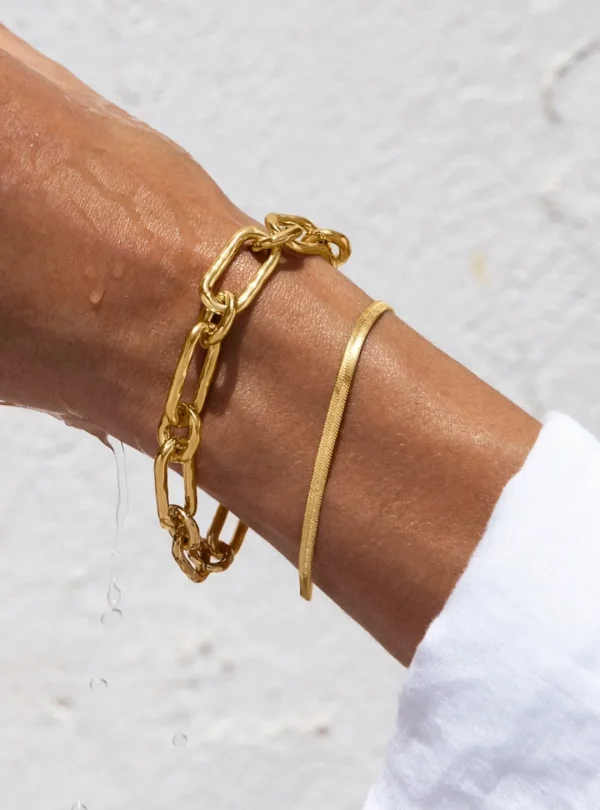 Fashion SINGULARU Pulsera Lisse S Acero Baño Oro