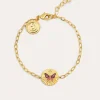 Sale SINGULARU Pulsera Medallion Butterfly Rose Baño Oro