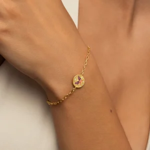 Sale SINGULARU Pulsera Medallion Butterfly Rose Baño Oro